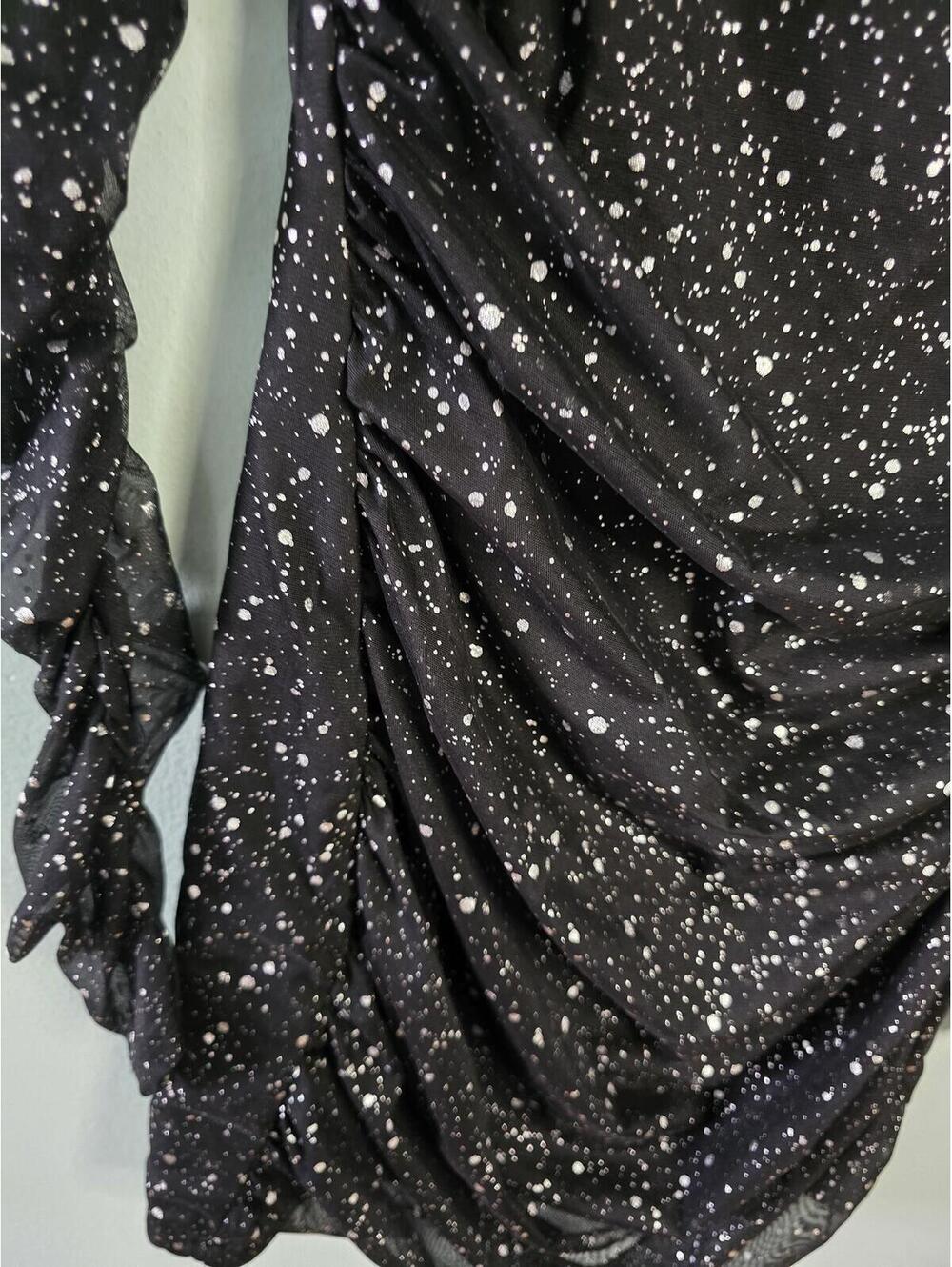 Mxrag Women's Black Sparkle Long Sleeve Bodycon Mini Dress,chic,ellegant Size S - Picture 14 of 16